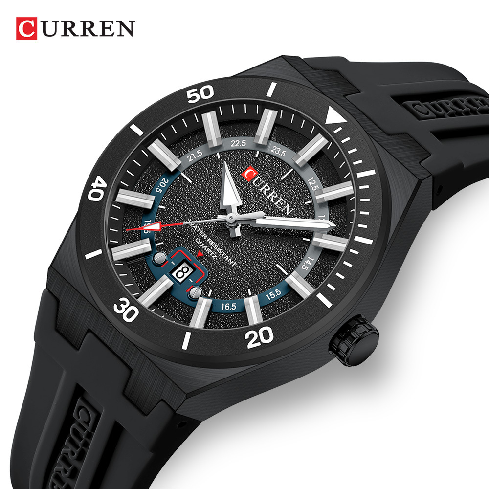 CURREN Reloj de pulsera para hombres CURREN 8491 moda deportivo cinta adhesiva calendario de cuarzo puntero reloj de pulsera image 4