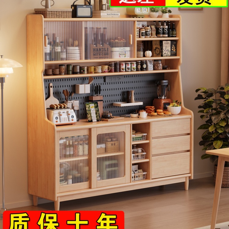 All Solid Wood Sideboard Storage Integrated New Oak Restaurant Combination Tea Cabinet Storage Wine Cabinet Living Room Wall