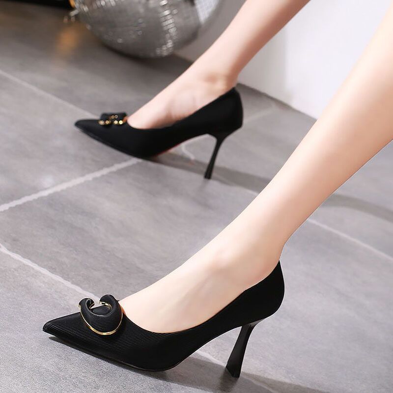 Chanel-Style High Heels for Women, Thin Heels, Elegant Banquet and Work Shoes, New Spring and Autumn Pointed-Toe Socialite Pumps Chanel-Style High Heels for Women, Thin Heels, Elegant Banquet and Work Shoes, New Spring and Autumn Pointed-Toe Socialite Pumps