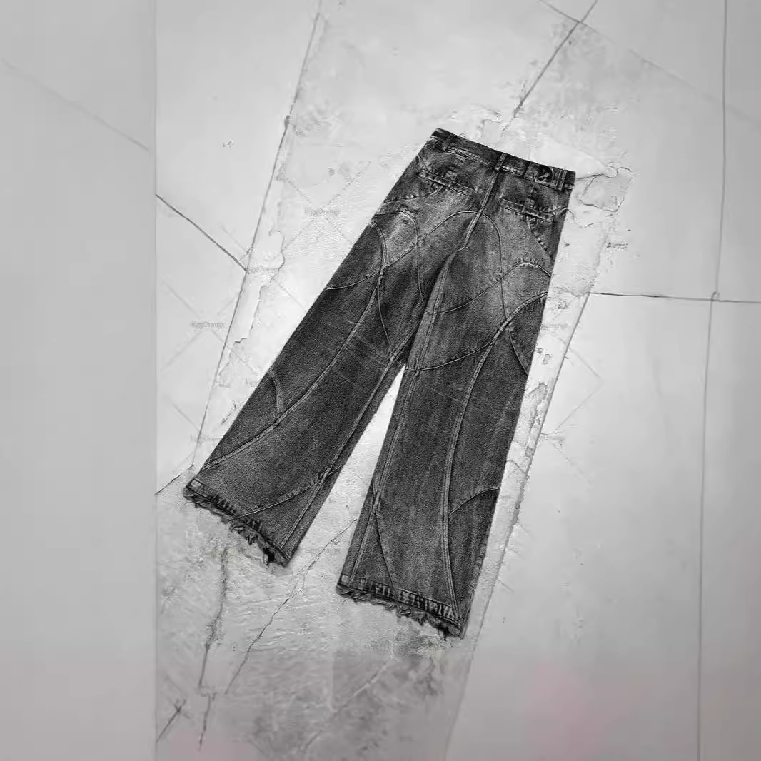 Gothic High-Waist Wide-Leg Trousers For Men Dark Trendy Retro Washed Loose Long Pants For American Street Style_mkmklike.com