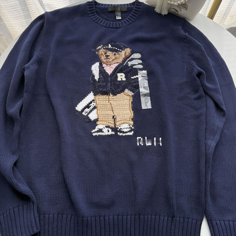 Rlx/Scanable 25-Year-Old Men's Bear Autumn and Winter New Knitwear Pure Cotton Heavy Embroider Cartoon Round Neck Knitwear Rlx/Scanable 25-Year-Old Men's Bear Autumn and Winter New Knitwear Pure Cotton Heavy Embroider Cartoon Round Neck Knitwear