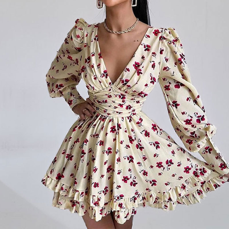 Spring Women's Elegant And Simple Floral Dress For Commuting_ecoleips.com