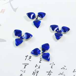 Three-Dimensional Flower Oil-Dropping Blue Three-Petal Flower Clothing Han Dynasty Cheongsam Decoration DIY Accessories Accessories Bag Decoration Direct Sales