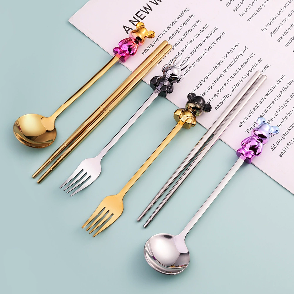 Handheld set, tableware stainless steel, doll for elementary school students, gift box, internet celebrity