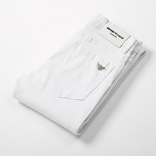 商务男装纯白修身牛仔裤外贸经典款夏季新款时尚牛仔长裤一件代发