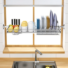 Hole-free Kitchen Shelf Wall Mountable Bowl Plate Drying Storage Rack 304 Stainless Steel Window Shelf Rack