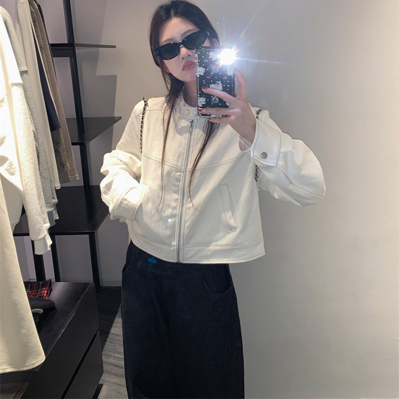 opening自制 妮式look 立领明线设计感休闲夹克女秋韩系短款外套|undefined