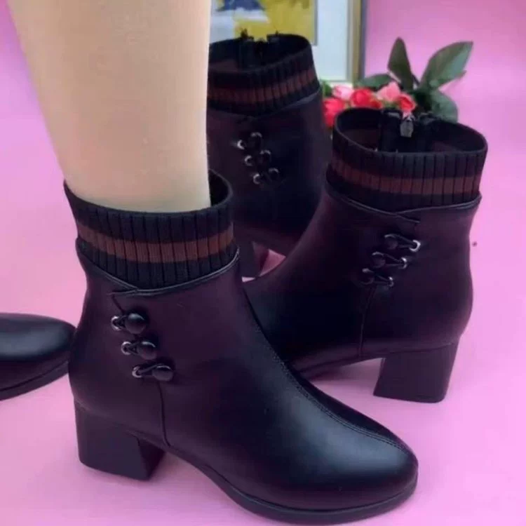 Зима 2024 новая настоящая мягкая кожа подошва плюс бархат мама обувь резиновая нескользящая износостойкая мягкая подошва женские сапоги