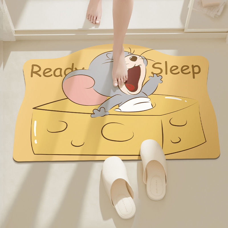 Baño doméstico absorción de agua almohadilla de pies de dibujos animados de forma especial almohadilla de suelo de barro de diatomeas secado rápido se puede cortar almohadilla de pies de puerta de baño