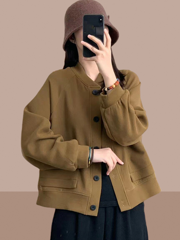 2025春秋季新款短外套女士开衫卫衣宽松大码棒球服休闲夹克女上衣|undefined