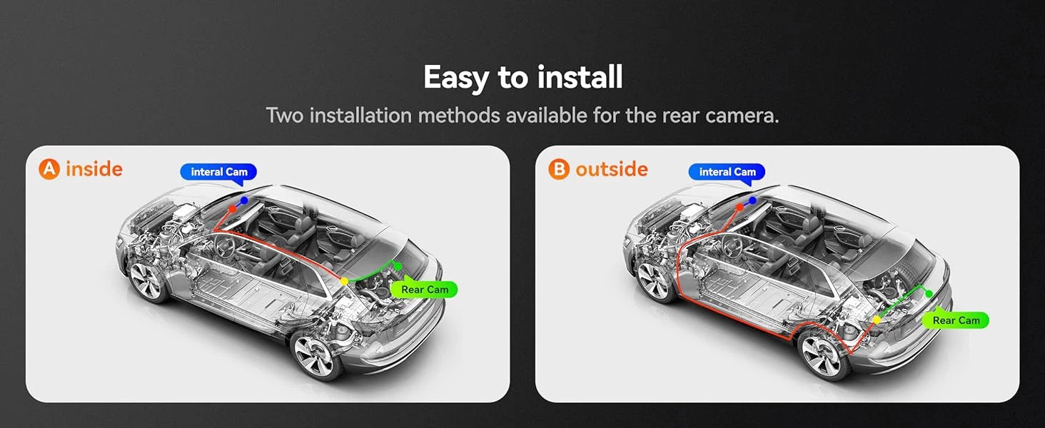 New 11inch HD 4K Bluetooth Wireless Carplay/Android Auto Dual-Lens Dash Cam with WiFi