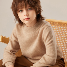 山羊绒秋冬新款儿童羊绒衫半高圆领女童纯色中大男童加厚保暖毛衣