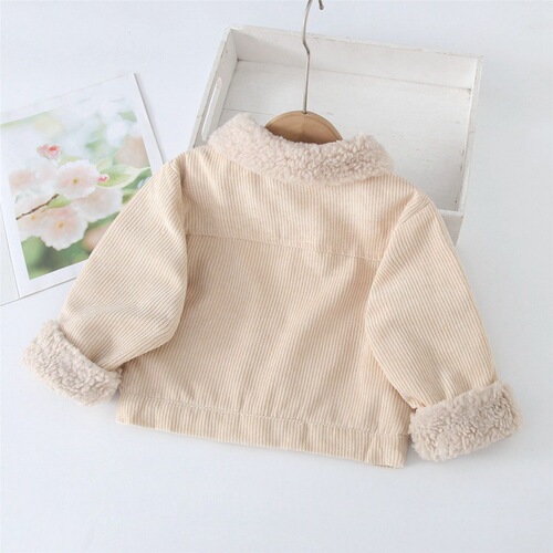 New Children's Winter Coat Korean Style Fleece-lined Thick Lambskin Jacket Baby Corduroy Top
