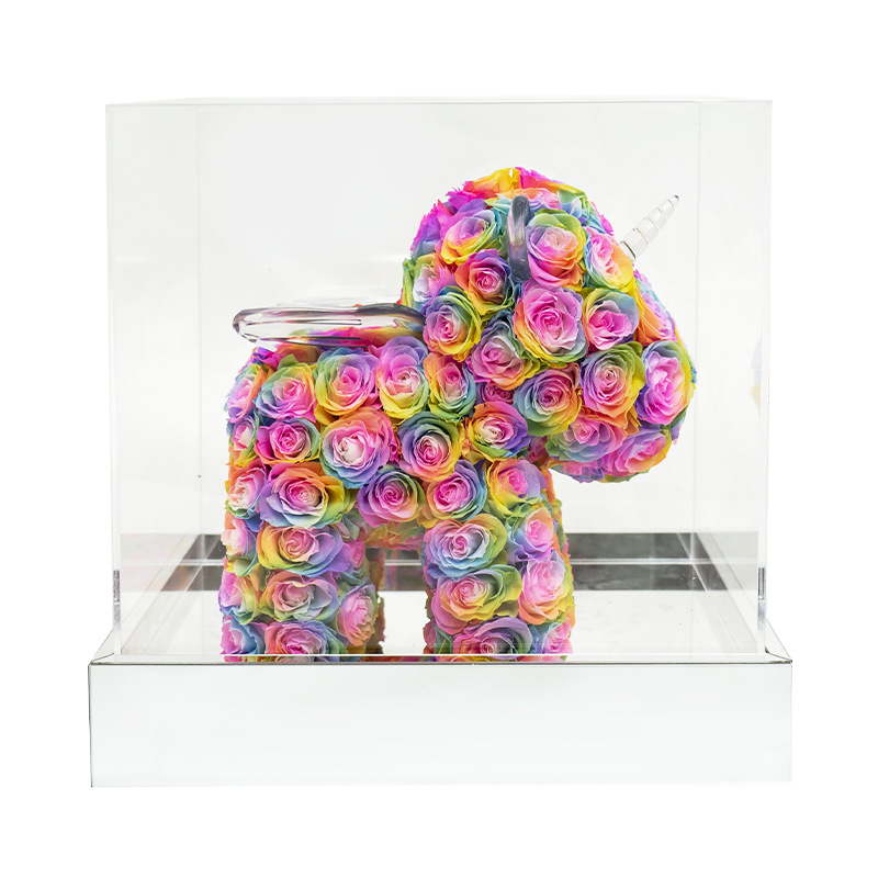 Flor eterna unicornio Rosa Hortensia flor seca regalo creativo al por mayor para la novia