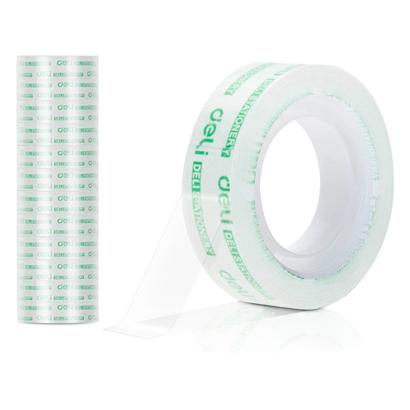 Deli 30014 stationery tape high permeability easy to tear students 1.2cm * 20Y transparent small tape tape 12 rolls/tube