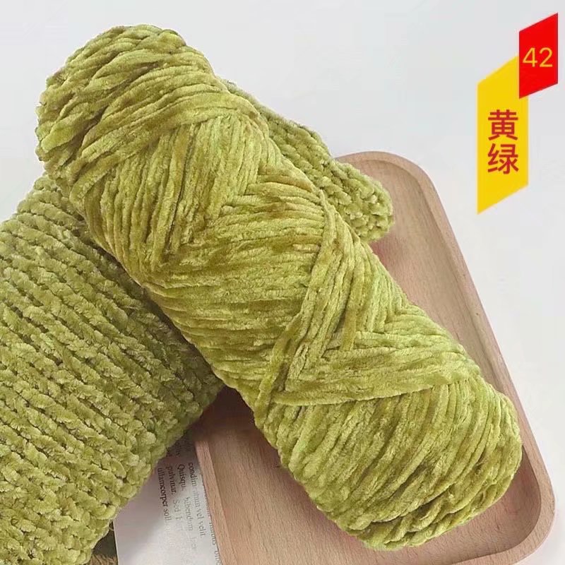 Chenille de terciopelo dorado lana gruesa bola sombrero bufanda suéter muñeca ganchillo gancho zapatos material tejido bricolaje paquete