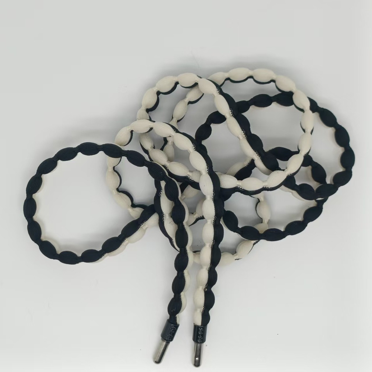 新款1CM涤纶勾针打钉绳子星星提花英文圆球绳卫衣帽绳休闲裤腰绳