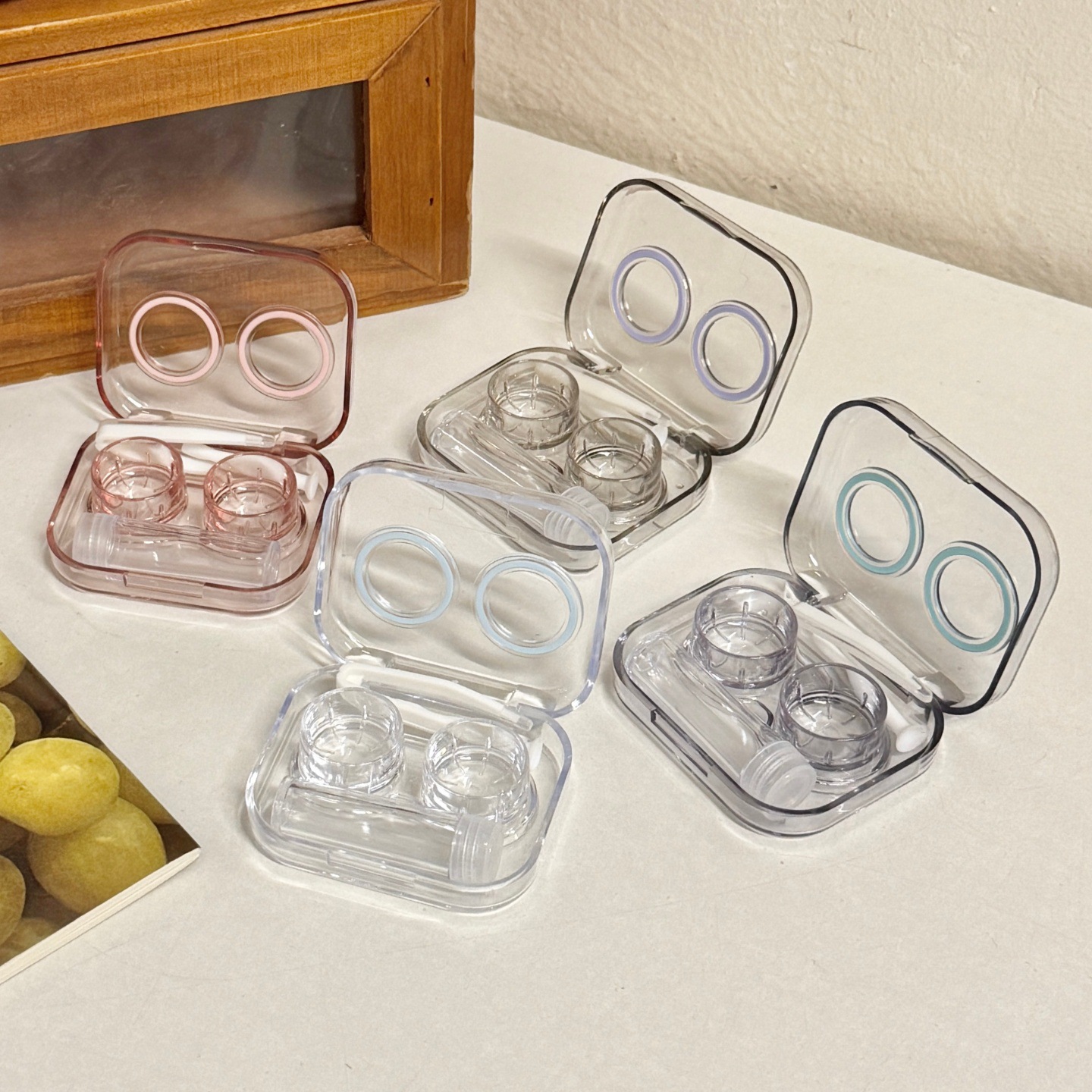 コンタクトレンズケース携帯透明ミニシンプル一体型カップルケース美瞳二重ケースは、カバーas755をねじる必要はありません