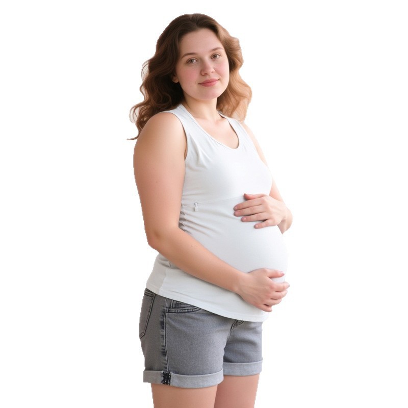 マタニティプラスサイズ授乳ベストラウンドネックルーズ無休無地純綿マタニティ服ヨーロッパとアメリカのプラスサイズ S-5XL カジュアル|undefined