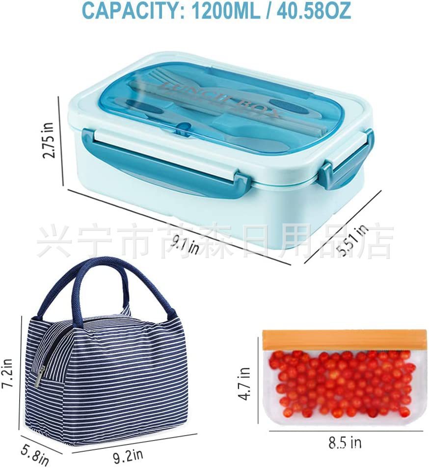 Amazon adulto a prueba de fugas japonés lonchera traje 3-rejilla lonchera aislamiento bolsa snack ziplock bolsa combinación
