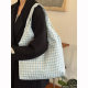 Japanese Retro Plaid Canvas Bag for Women 2025 New Large-Capacity Shoulder Tote Bag College Style Armpit Bag