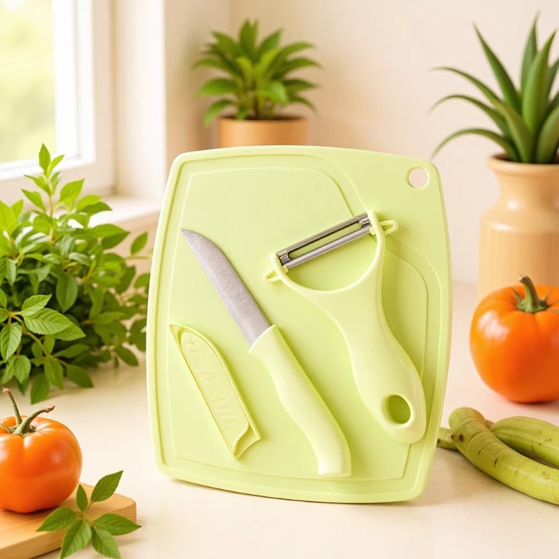 Kitchen Knife Set, Stainless Steel Three-Piece Set, Multi-Functional Cutting Board and Fruit Knife Set, Three-Piece Peeler Set Wholesale