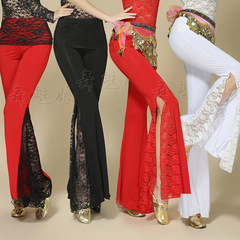 New Modal Belly Dance Practice Suit Slit Pants Lace Splicing Slim Dance Performance Suit Pants Indian Suit