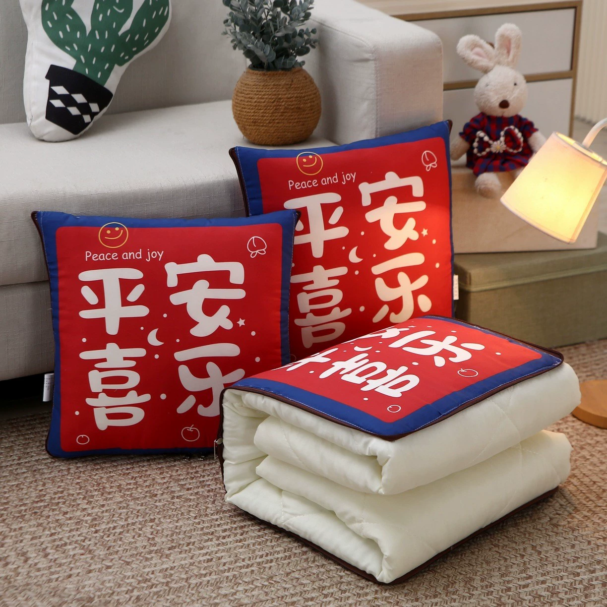 Многофункциональное одеяло для кондиционирования воздуха на удачу, автомобильное одеяло «два в одном», подушка, одеяло для студентов, небольшое одеяло для обеденного перерыва, офисная подушка для талии