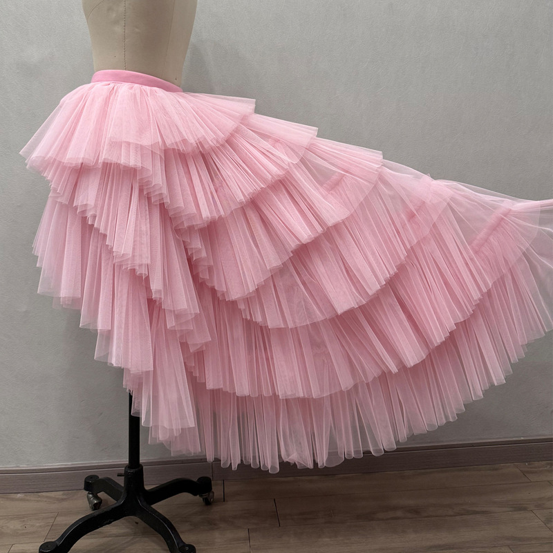 Cross-Border Foreign Trade Women's Clothing Sheer Mesh 6-Layer Patchwork Skirt with Detachable Train Wedding Accessories Performance Wear 322 Cross-Border Foreign Trade Women's Clothing Sheer Mesh 6-Layer Patchwork Skirt with Detachable Train Wedding Accessories Performance Wear 322