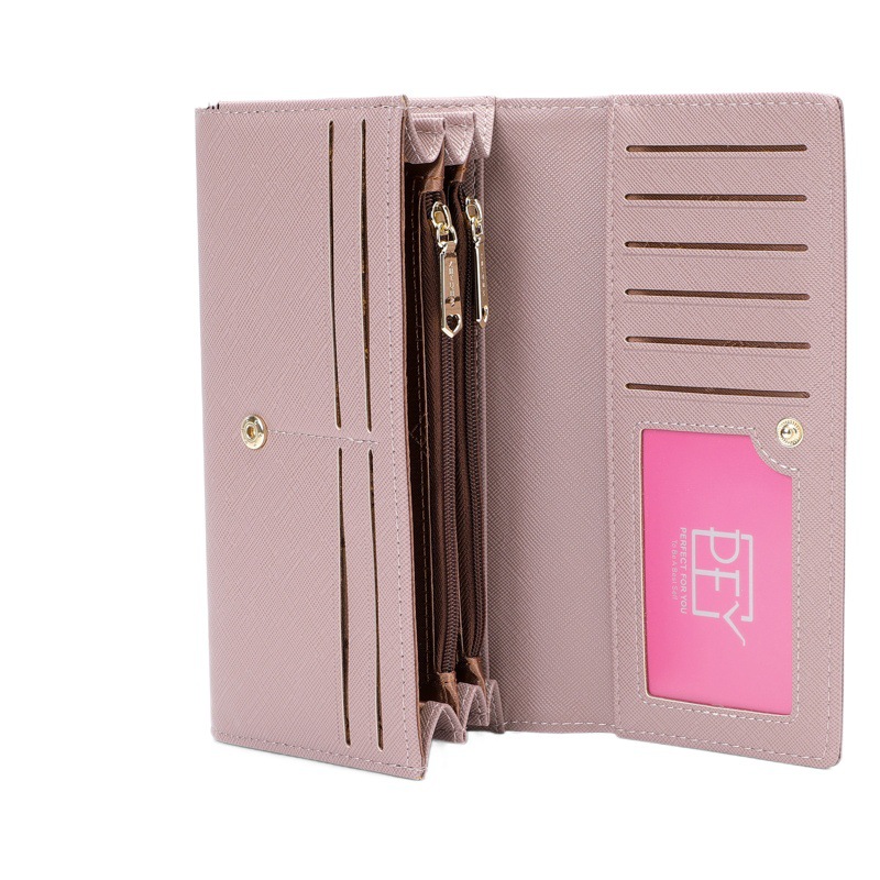 Cross-Border Wallet for Women Korean Style Large-Capacity Clutch Bag New Cross Pattern Pu Wallet Multi-Card Slot Long Wallet for Women
