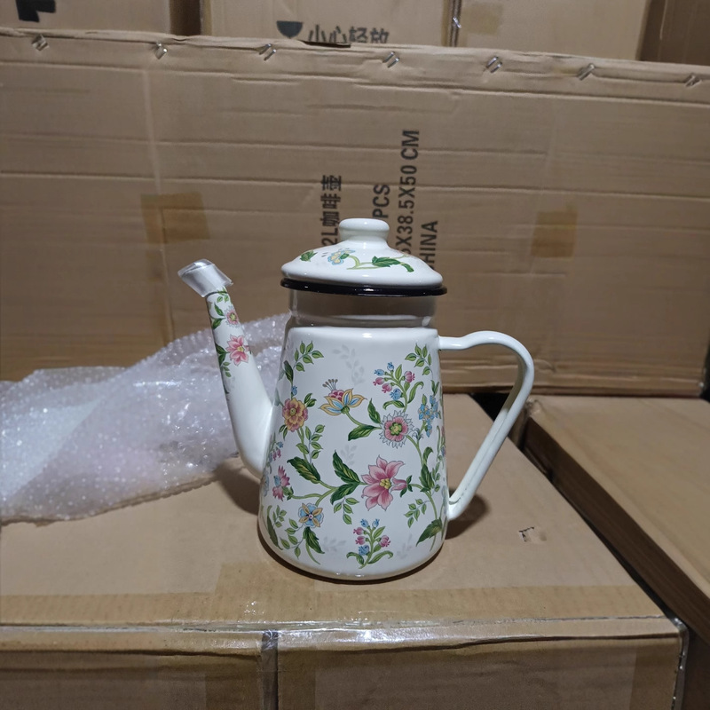 エナメルオイルポット、コーヒーポット、ケトル、ノスタルジックなエナメルワインポット、ホテル鍋、電磁調理器ユニバーサル|undefined