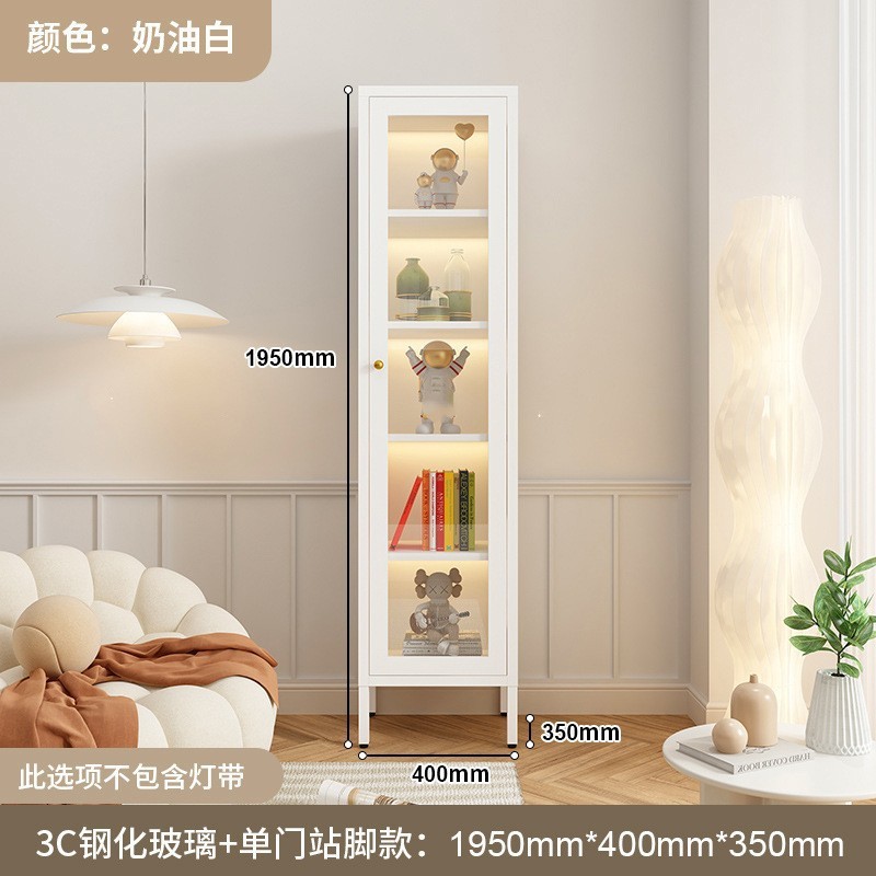 钢制书柜玻璃门防尘书架简约现代铁艺置物柜客厅储物柜家用展示柜|undefined