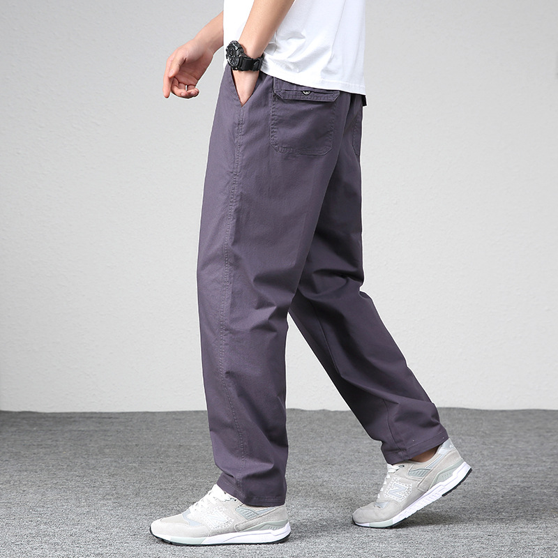 8819跨境洗水棉2025新款中年爸爸装大码男装纯棉休闲裤男休闲宽松