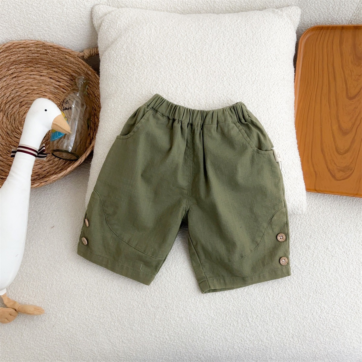 Youhe verano 2025 nuevo producto bebé coreano traje delgado bebé top a rayas traje de tres piezas