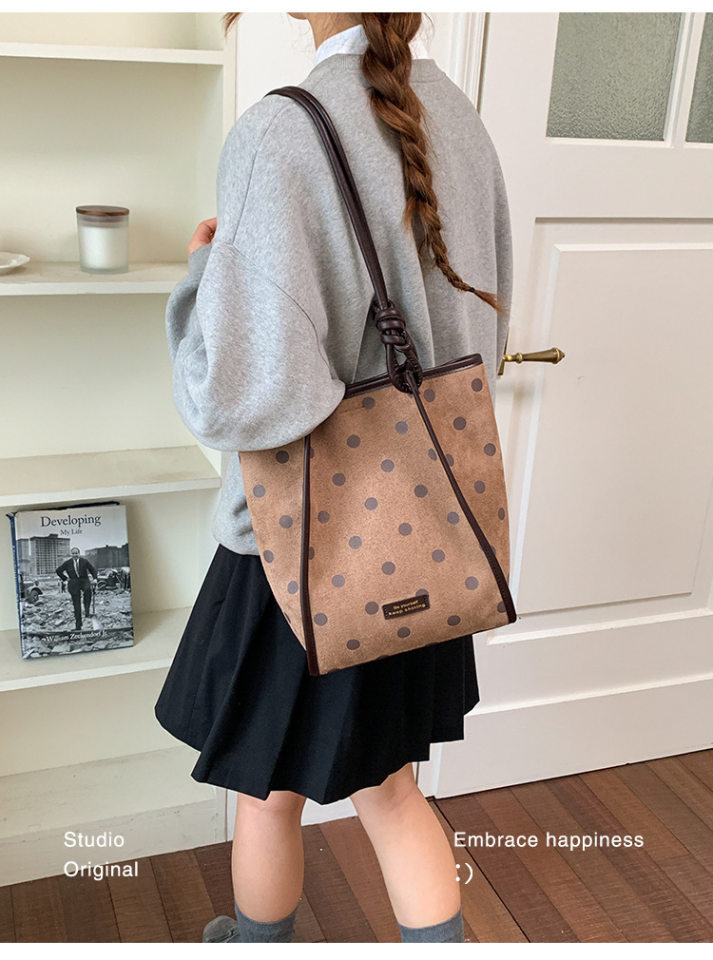 Túi tote nữ da lộn mờ cỡ lớn dáng shopping, túi đeo vai hai quai, phong cách tối giản — màu cà phê, màu kaki, màu nâu chi tiết 17