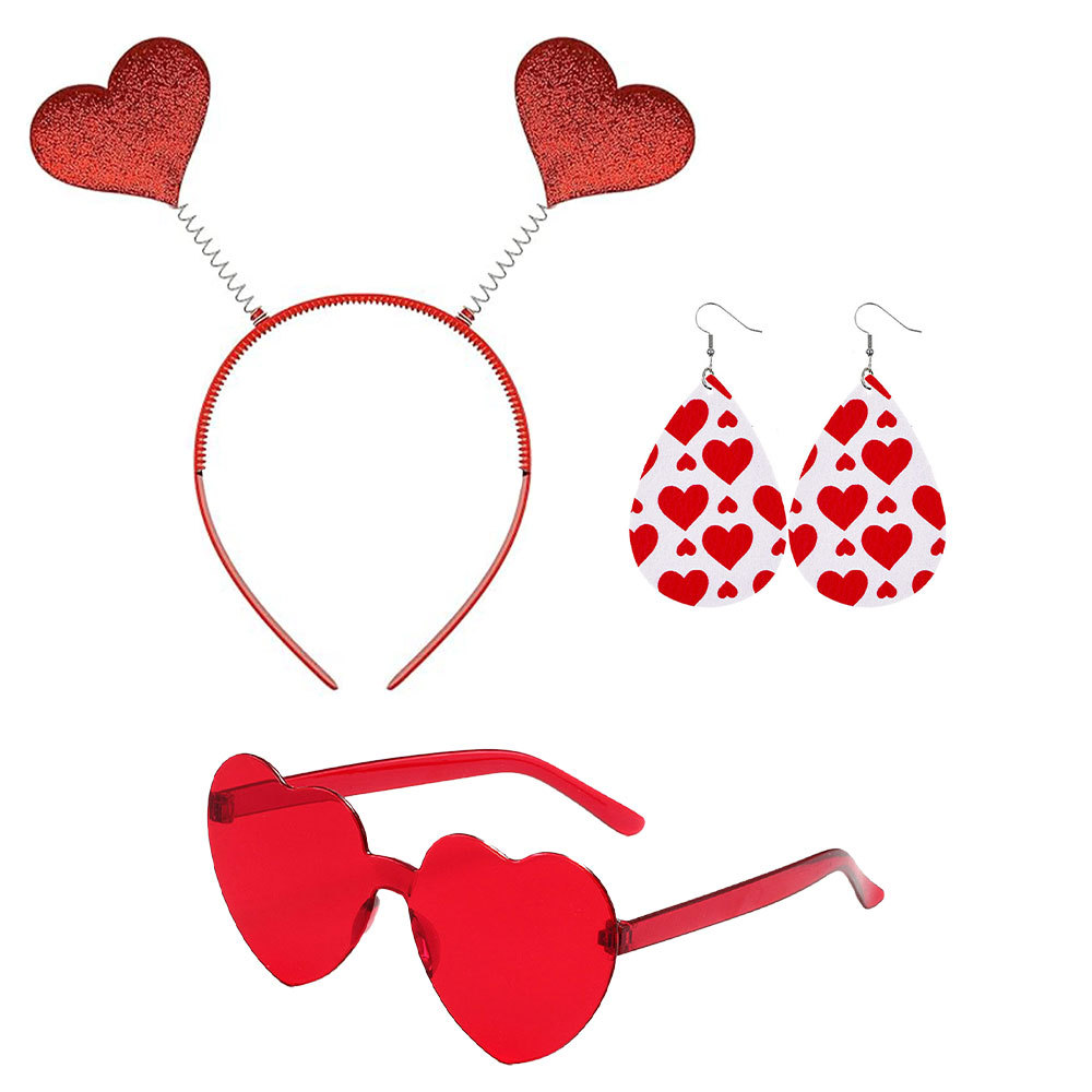 Ventas transfronterizas calientes del día de San Valentín amor cinturón de cabeza ins red moda esquinilla roja amor cinturón de cabello decoración de vacaciones