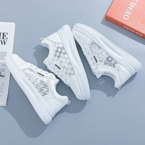 Women's Spring and Summer Thin 2024 New Mesh Shoes, Breathable Mesh Surface, Versatile Casual Thick Sole Sports Board Shoes
