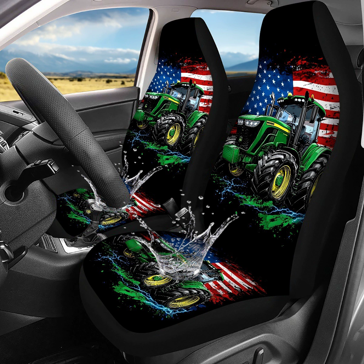 Европейская и американская трансграничная подушка переднего сиденья с американским флагом, внедорожник, чехол на сиденье автомобиля, комплект из двух седанов, внедорожников