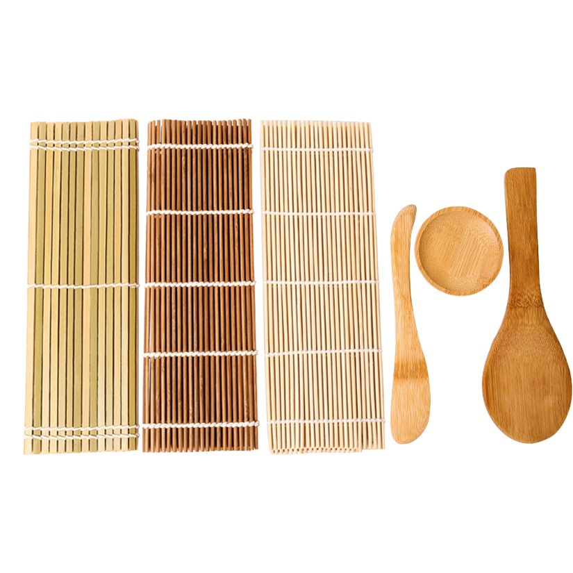 Sushi molde traje bambú sushi rodillo obturador cuchillo vinagre plato arroz pala sushi haciendo herramientas conjunto completo al por mayor