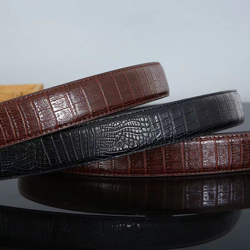 Men's Leather Belt Crocodile Pattern Versatile Casual Belt_voghion.com