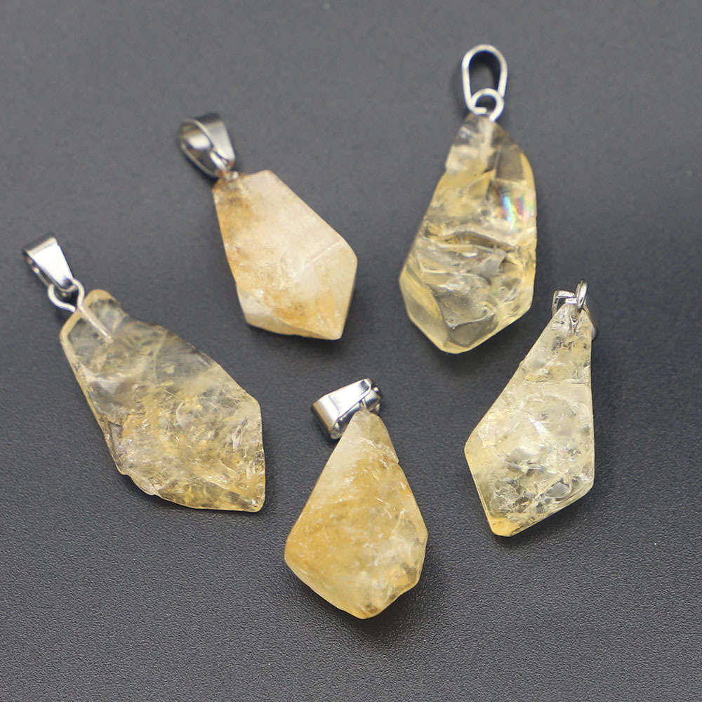 Aliexpress Amazon Cross-Border Hot-Selling Natural Stone Citrine Irregular Pendant Wholesale DIY Jewelry Accessories