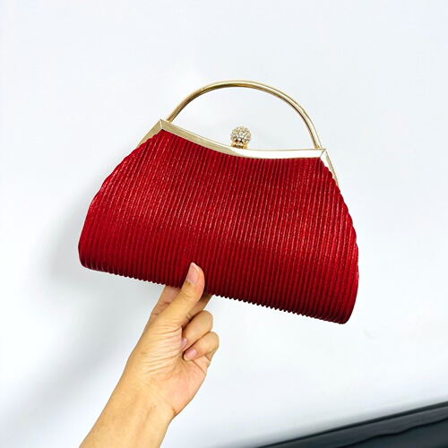 Evening gown clutch, diamond-embellished ball gown bag, pleated handbag, qipao formal event bag, princess-style bag, KTV celebrity handbag