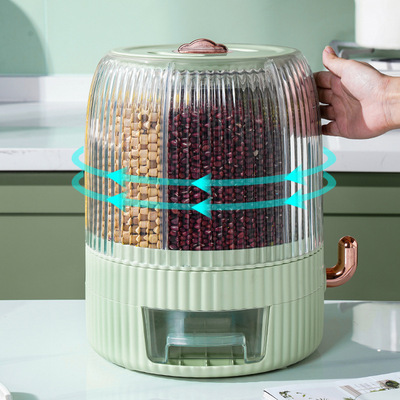 五谷杂粮收纳盒旋转装米桶家用分隔米箱防虫防潮密封分格分类米缸|ru