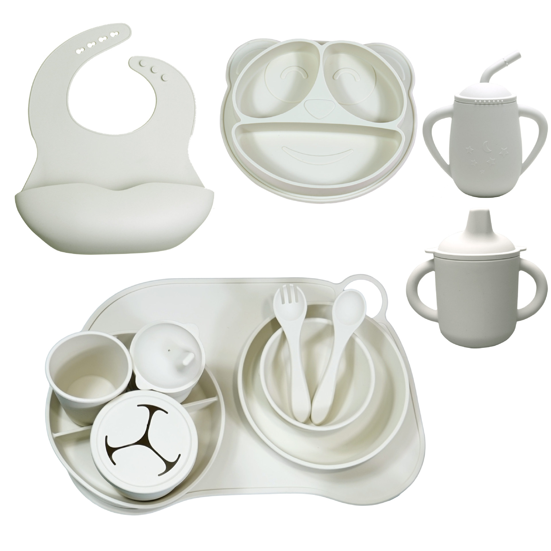 Alimentación del bebé suplemento alimenticio vajilla babero lechón Tazón Cuchara placa babero 12 piezas silicona bebé vajilla traje