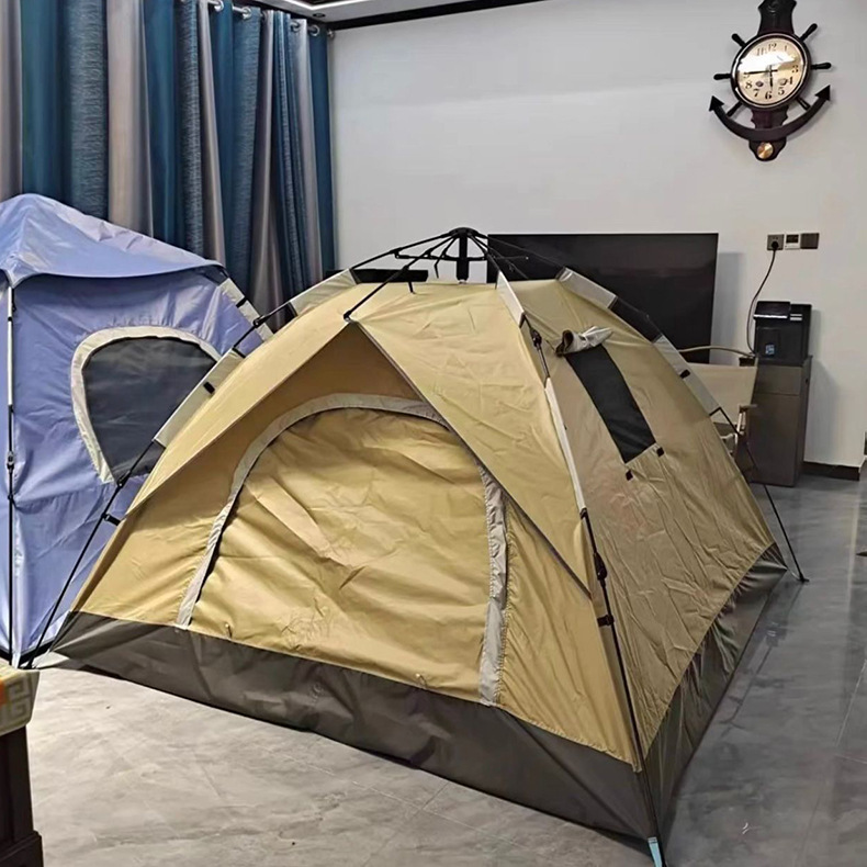 Outdoor Camping Tent Portable Quick-Open Tent for 3-4 People with Silver Coating Camping Tent Car-Mounted Folding Tent
