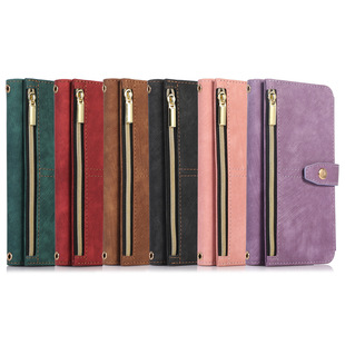 For Google 9Pro Mobile Phone Leather Case Samsung A05S Frosted Nine Card Zipper Wallet Crossbody Protective Case Hand Rope