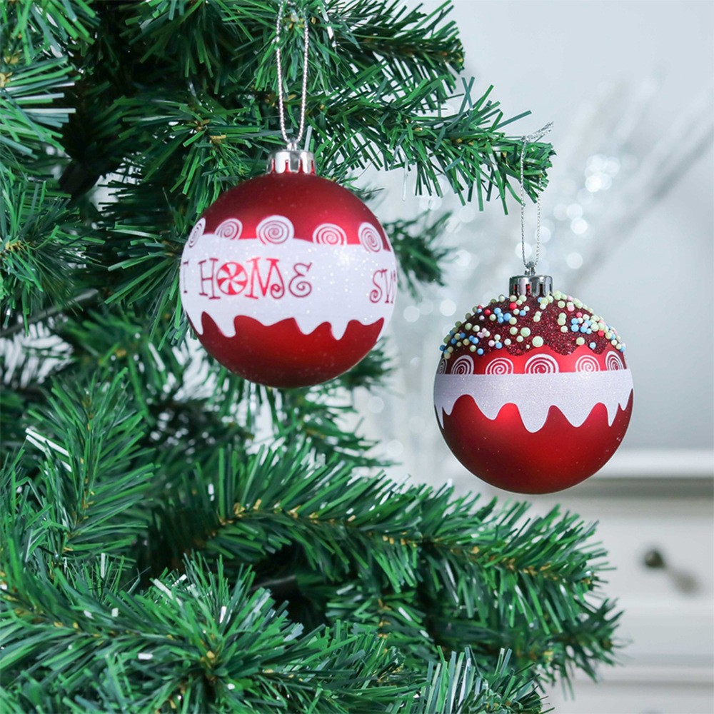 Navidad de plástico pintado bola de Navidad 8CM16 juegos de árbol de Navidad atmósfera del centro comercial decoración bola caja de regalo embalaje