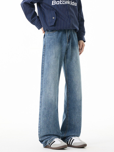 Muxi Clothing #basic style all-matching retro lengthened fashion brand cleanfit high street ready-made straight jeans for men