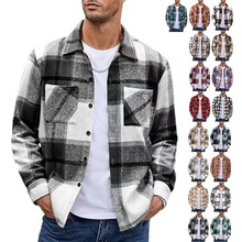 2025欧美跨境外贸男式亚麻衬衫长袖休闲复古系扣秋冬外套男士