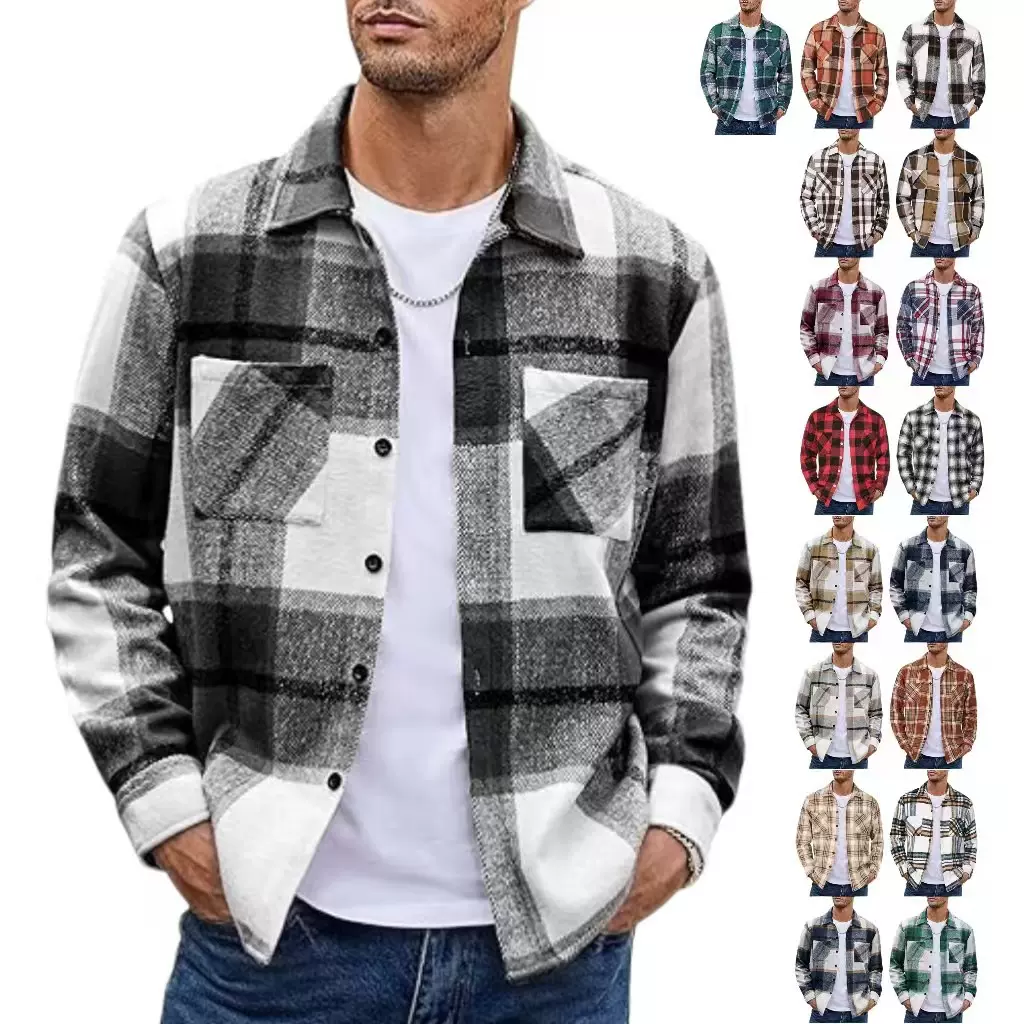 2025欧美跨境外贸男式亚麻衬衫长袖休闲复古系扣秋冬外套男士